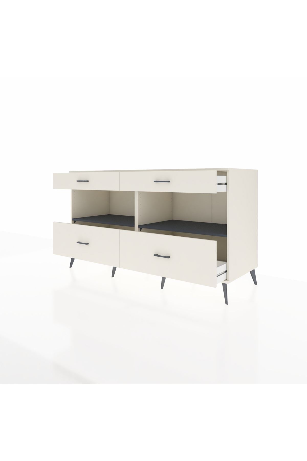 Kronos Konsol 2 Raflı 4 Çekmeceli 176x59x99 Aytaşı-Antrasit/Aytaşı