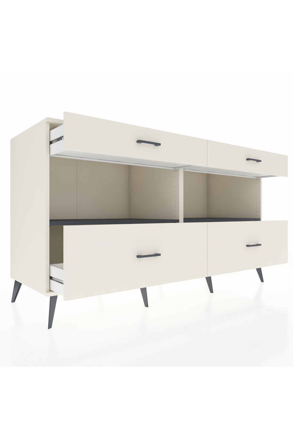 Kronos Konsol 2 Raflı 4 Çekmeceli 176x59x99 Aytaşı-Antrasit/Aytaşı