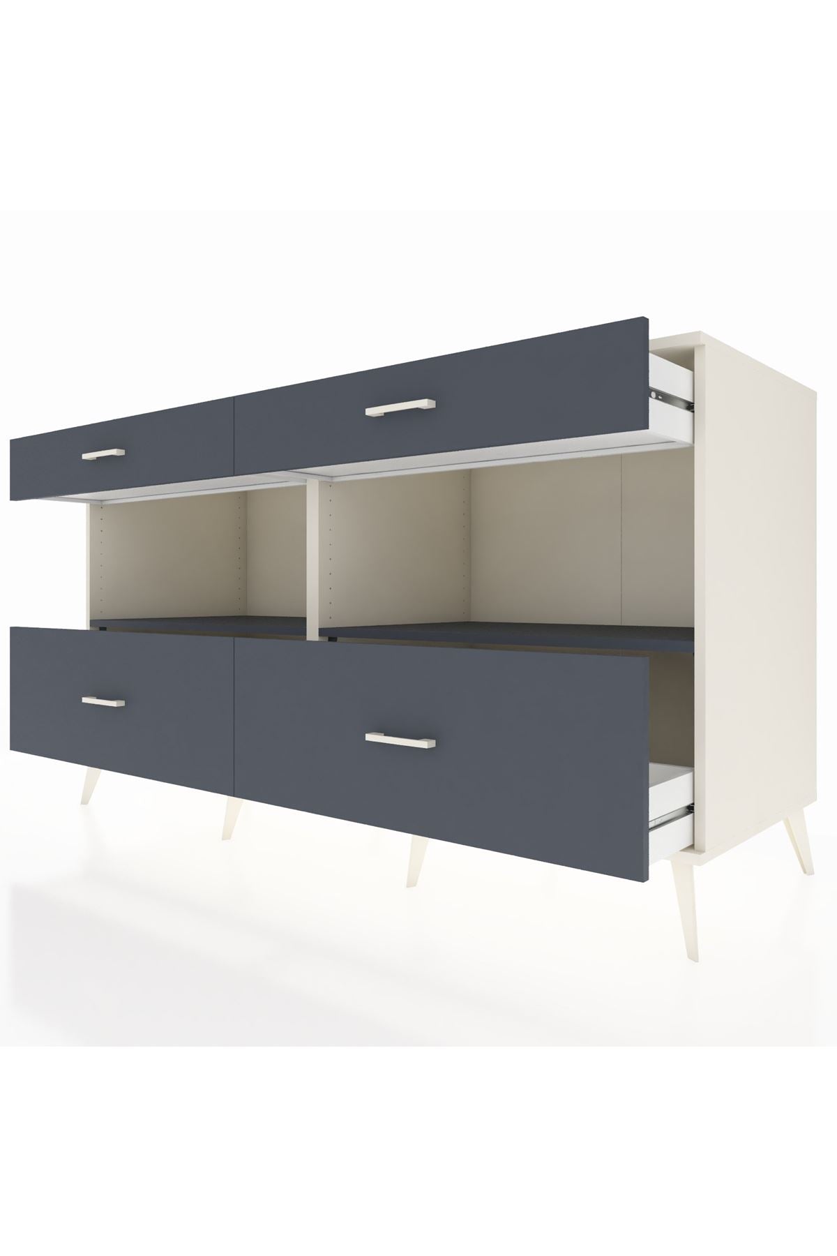 Kronos Konsol 2 Raflı 4 Çekmeceli 176x59x99 Aytaşı-Antrasit