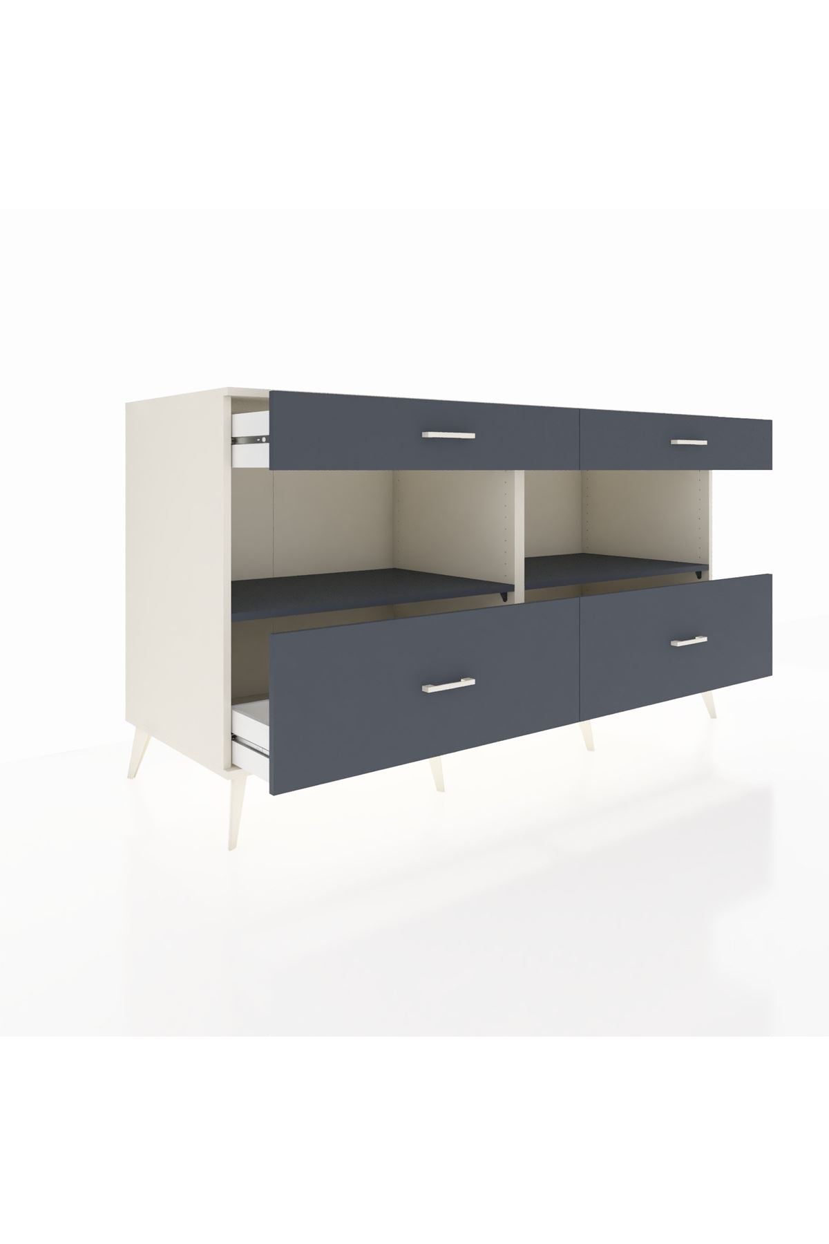 Kronos Konsol 2 Raflı 4 Çekmeceli 176x59x99 Aytaşı-Antrasit