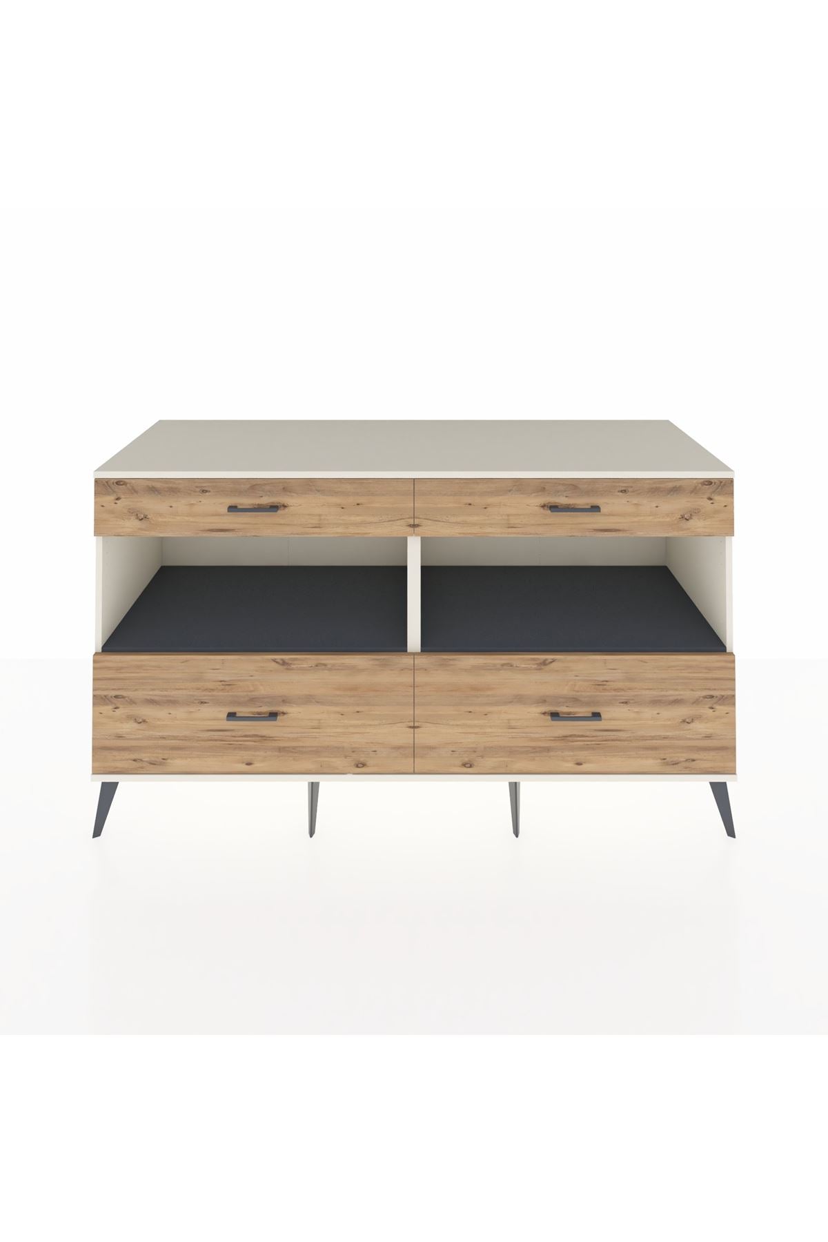 Kronos Konsol 2 Raflı 4 Çekmeceli 176x59x99 Aytaşı-Antrasit/Çam