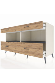 Kronos Konsol 2 Raflı 4 Çekmeceli 176x59x99 Aytaşı-Antrasit/Çam