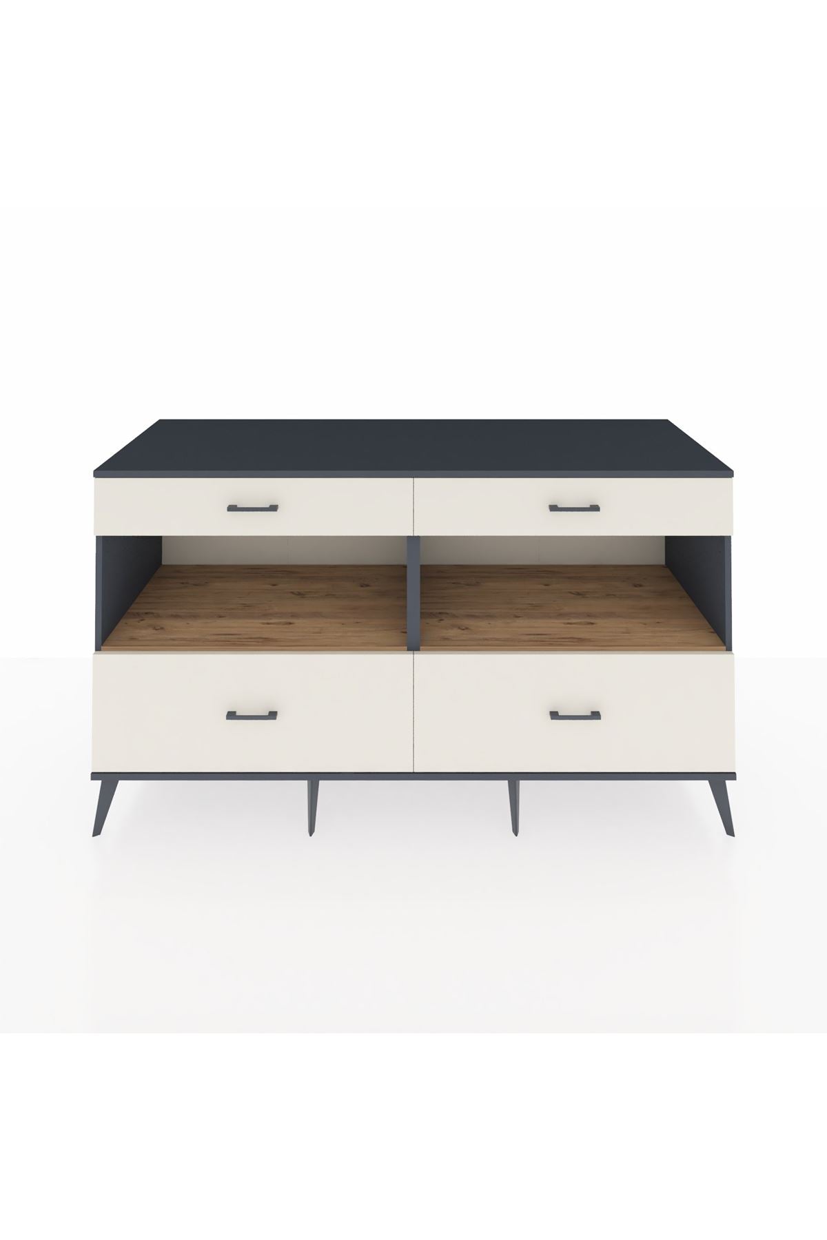 Kronos Konsol 2 Raflı 4 Çekmeceli 176x59x99 Antrasit-Çam/Aytaşı