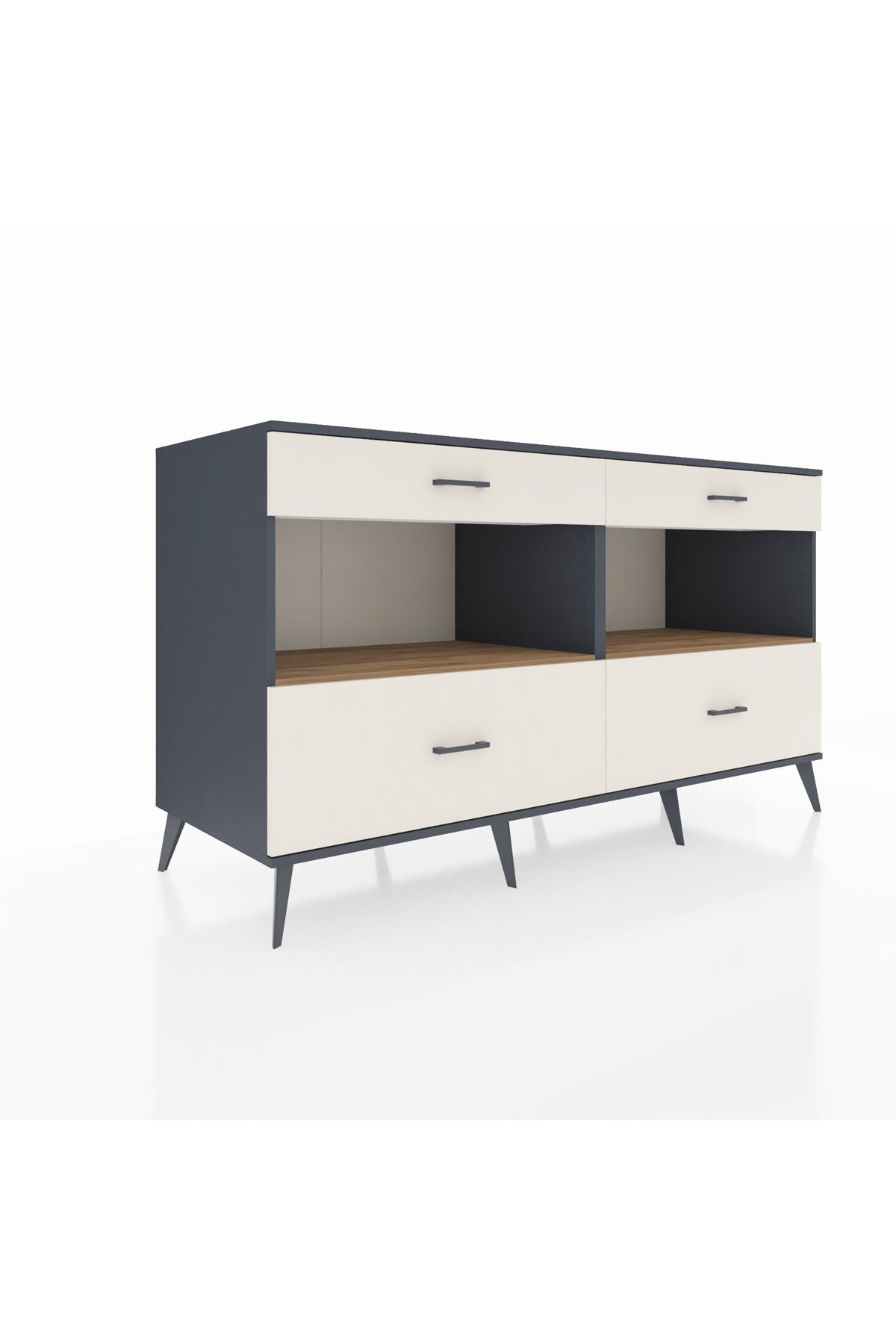 Kronos Konsol 2 Raflı 4 Çekmeceli 176x59x99 Antrasit-Çam/Aytaşı