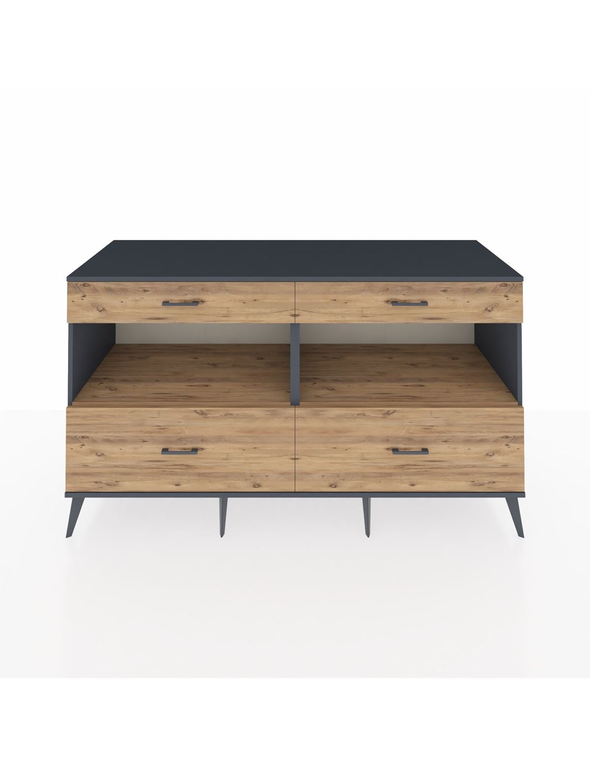 Kronos Konsol 2 Raflı 4 Çekmeceli 176x59x99 Antrasit-Çam