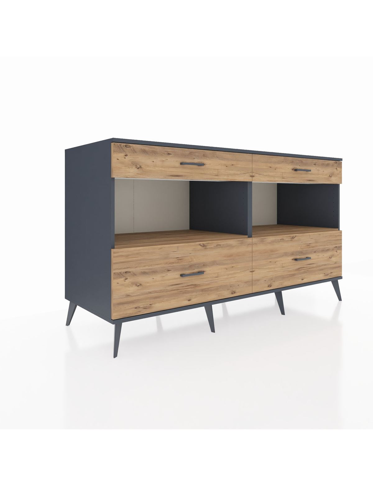 Kronos Konsol 2 Raflı 4 Çekmeceli 176x59x99 Antrasit-Çam