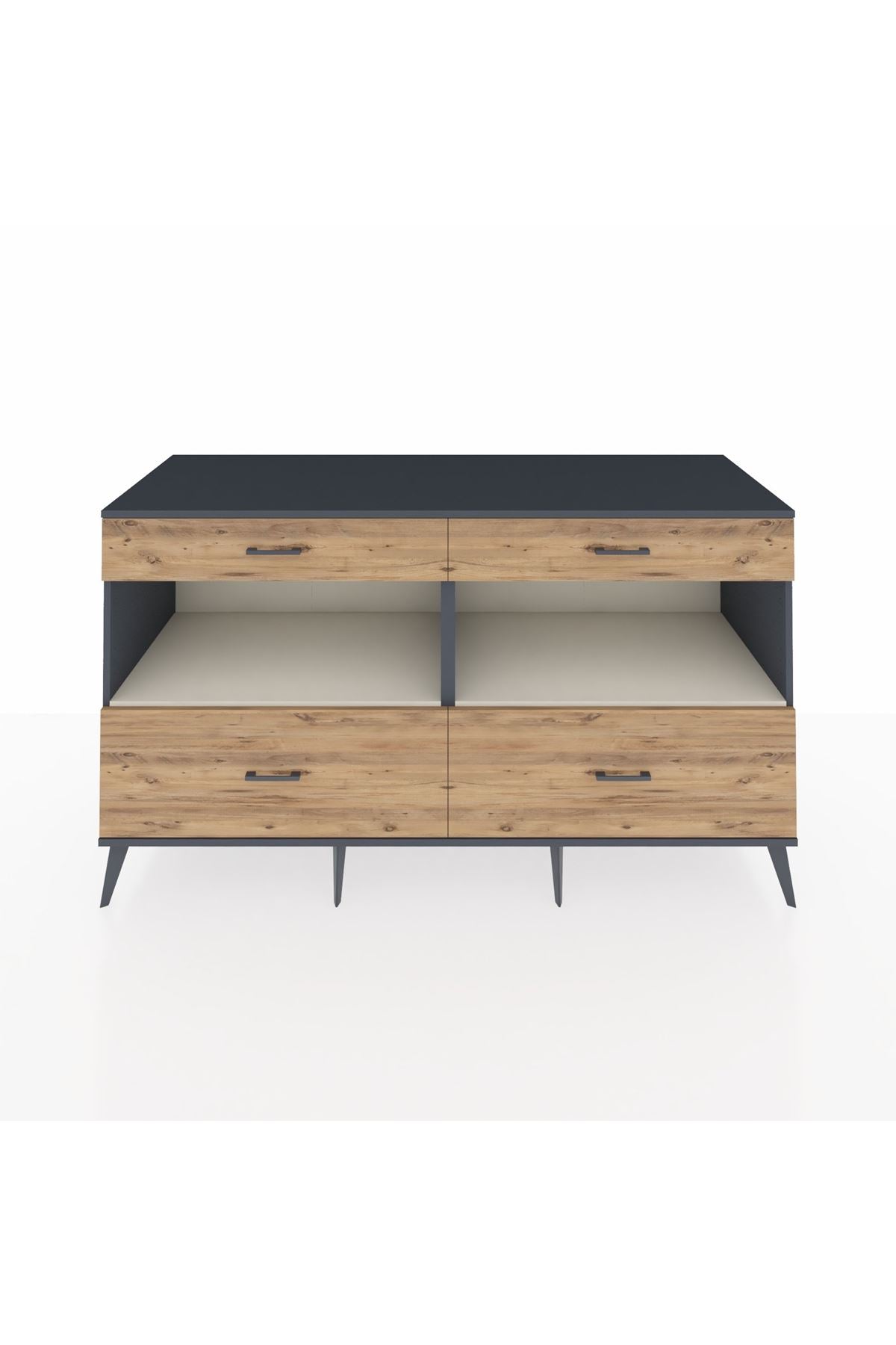 Kronos Konsol 2 Raflı 4 Çekmeceli 176x59x99 Antrasit-Aytaşı/Çam