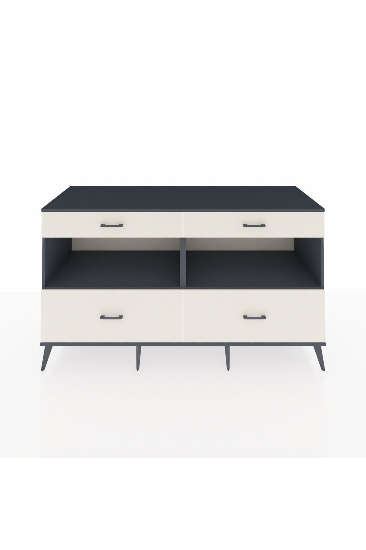 Kronos Konsol 2 Raflı 4 Çekmeceli 176x59x99 Antrasit-Antrasit/Aytaşı