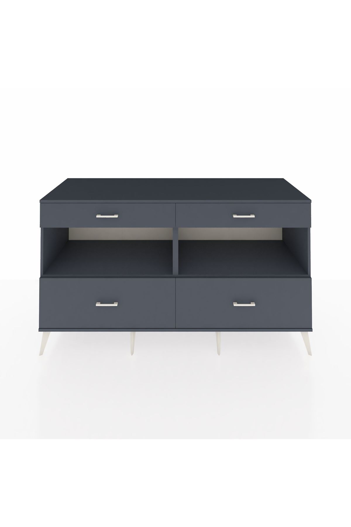 Kronos Konsol 2 Raflı 4 Çekmeceli 176x59x99 Antrasit-Antrasit