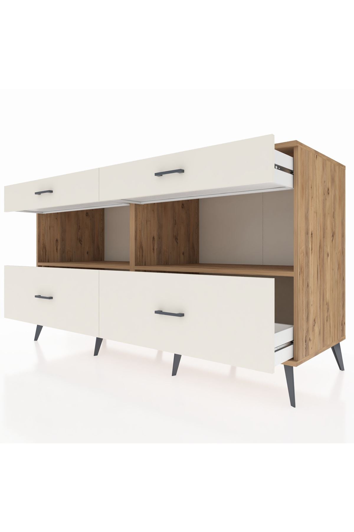 Kronos Konsol 2 Raflı 4 Çekmeceli 176x59x99 Çam-Çam/Aytaşı