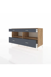 Kronos Konsol 2 Raflı 4 Çekmeceli 176x59x99 Çam-Çam/Antrasit