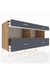Kronos Konsol 2 Raflı 4 Çekmeceli 176x59x99 Çam-Çam/Antrasit