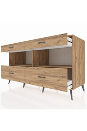 Kronos Konsol 2 Raflı 4 Çekmeceli 176x59x99 Çam-Çam