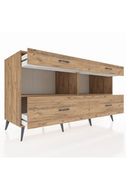 Kronos Konsol 2 Raflı 4 Çekmeceli 176x59x99 Çam-Çam