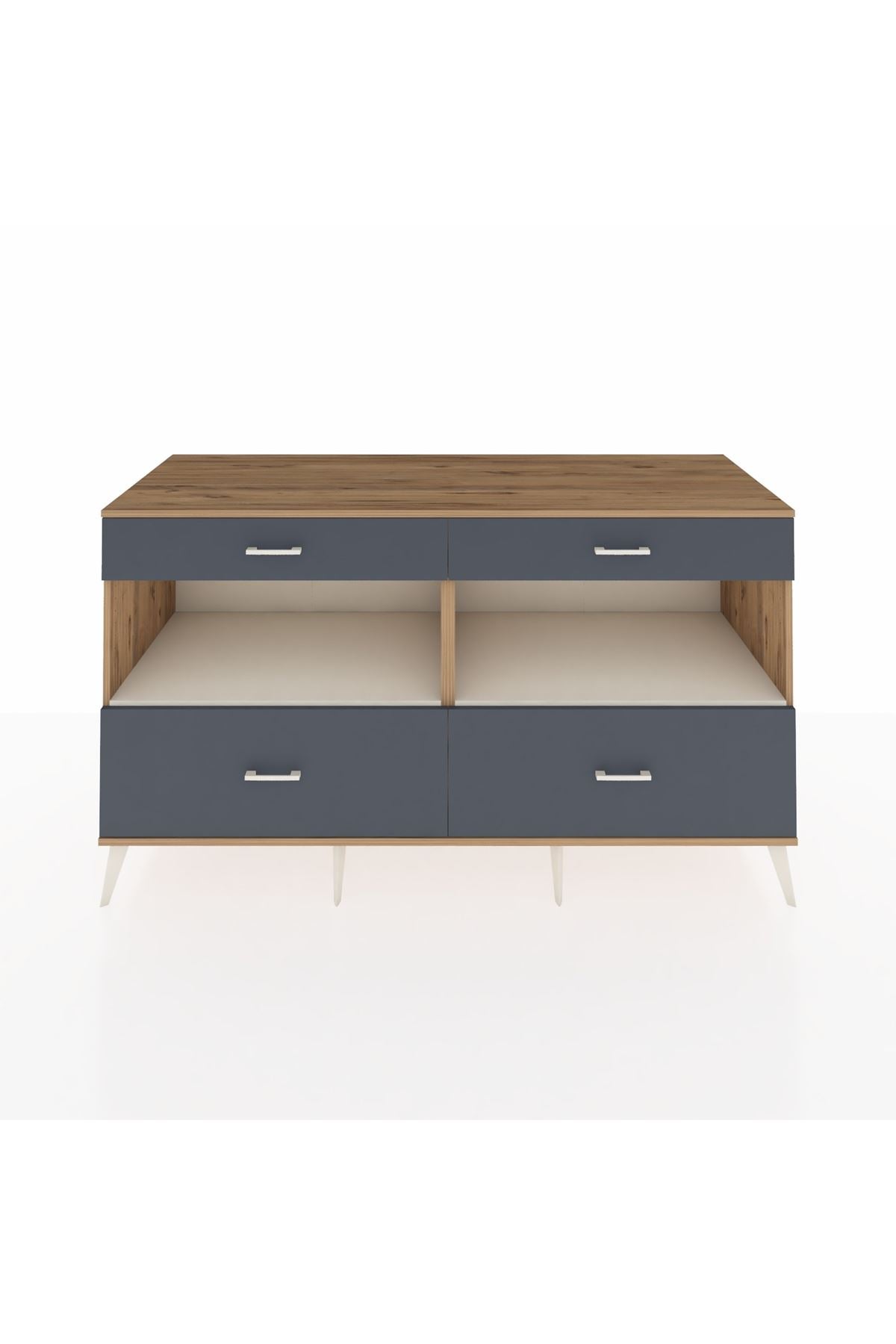 Kronos Konsol 2 Raflı 4 Çekmeceli 176x59x99 Çam-Aytaşı/Antrasit