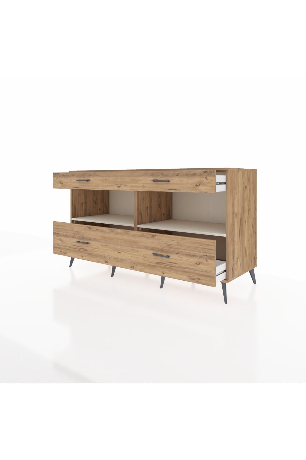 Kronos Konsol 2 Raflı 4 Çekmeceli 176x59x99 Çam-Aytaşı/Çam