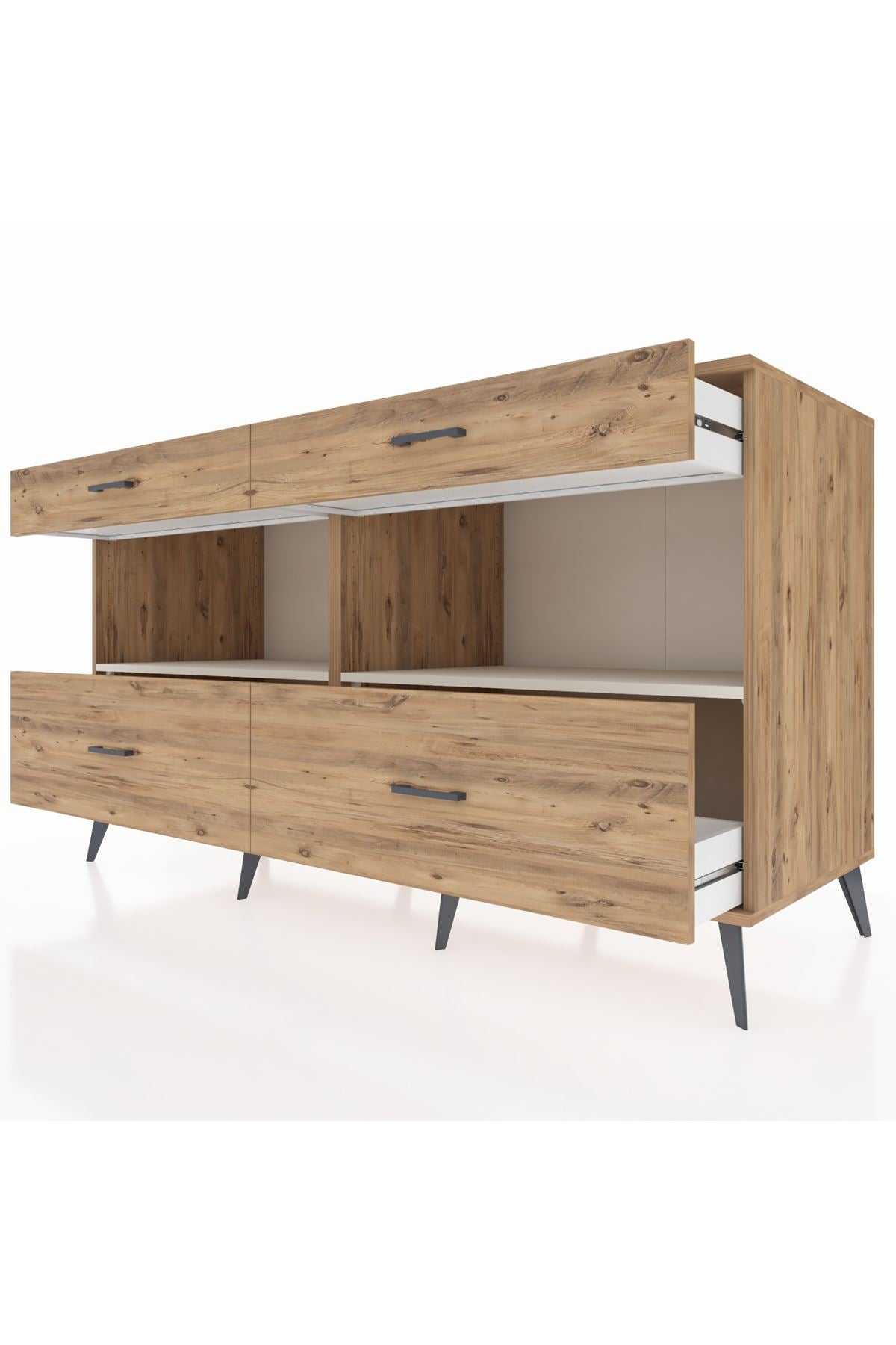 Kronos Konsol 2 Raflı 4 Çekmeceli 176x59x99 Çam-Aytaşı/Çam