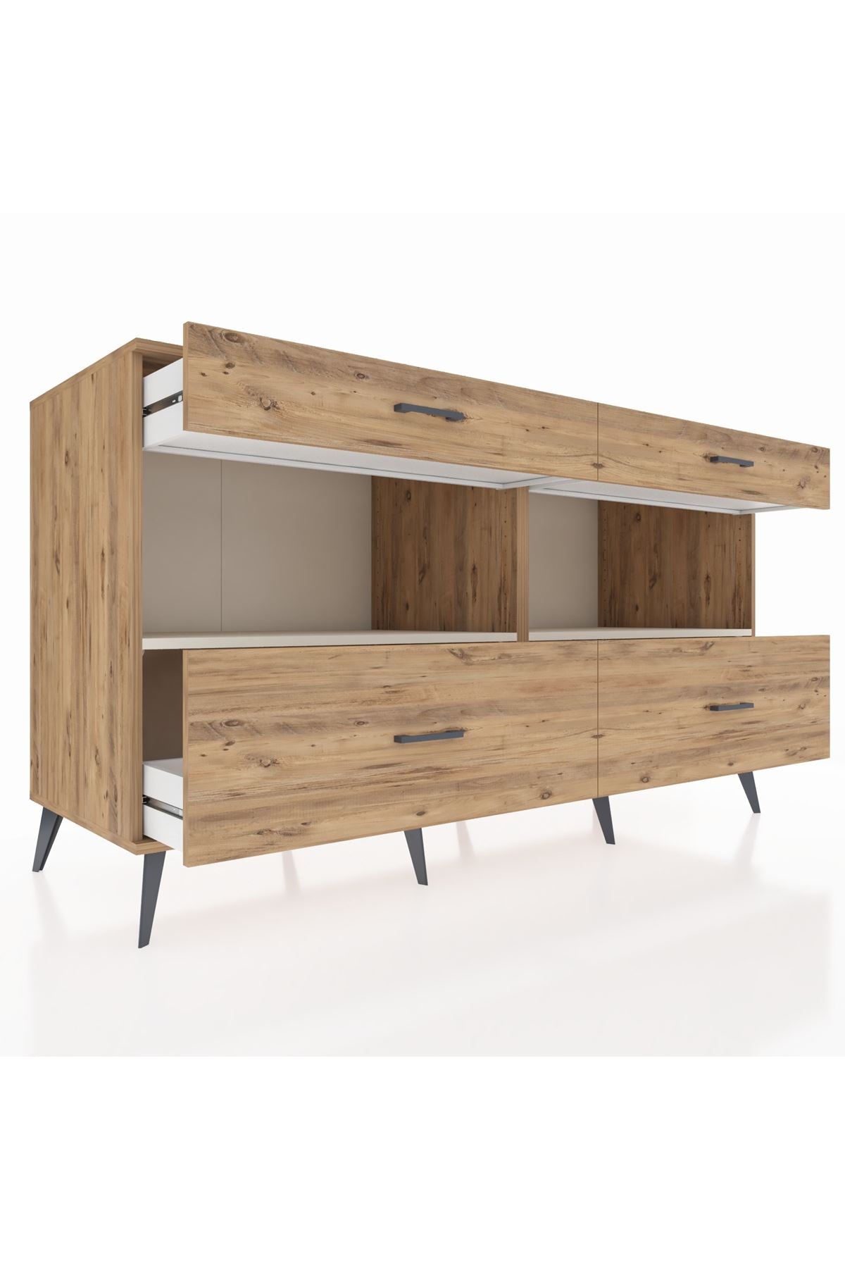 Kronos Konsol 2 Raflı 4 Çekmeceli 176x59x99 Çam-Aytaşı/Çam