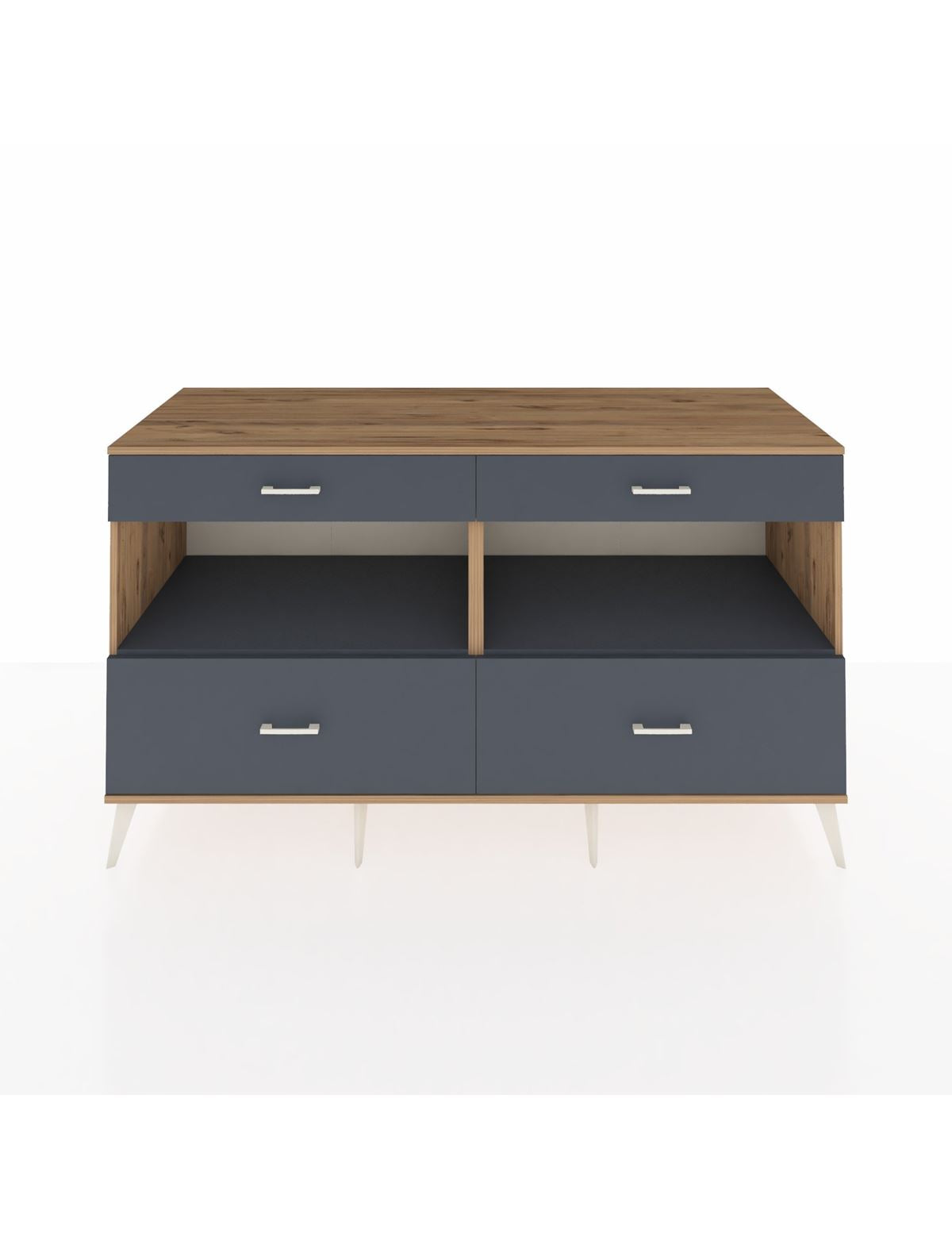 Kronos Konsol 2 Raflı 4 Çekmeceli 176x59x99 Çam-Antrasit