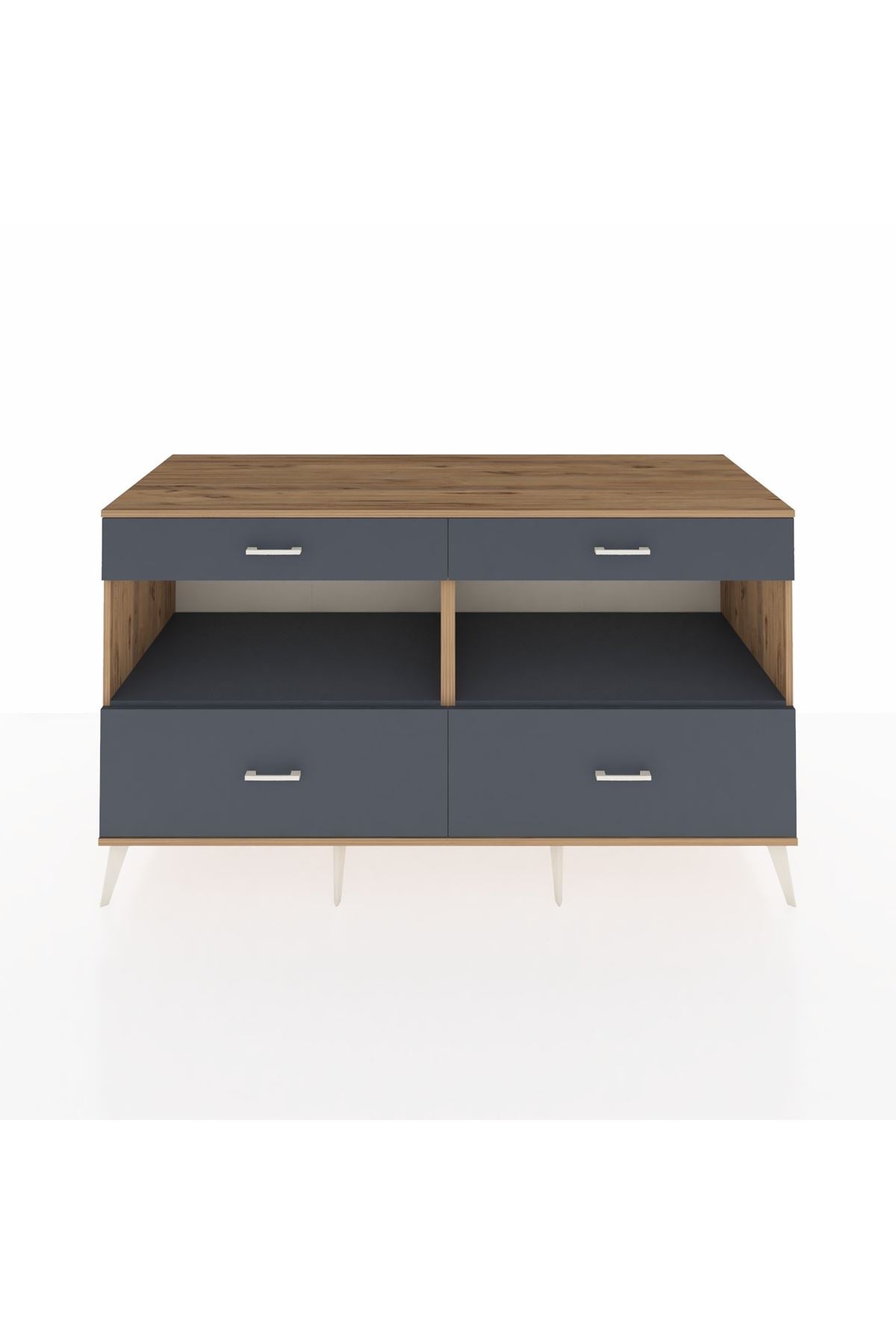 Kronos Konsol 2 Raflı 4 Çekmeceli 176x59x99 Çam-Antrasit