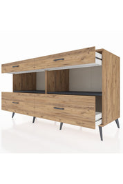 Kronos Konsol 2 Raflı 4 Çekmeceli 176x59x99 Çam-Antrasit/Çam