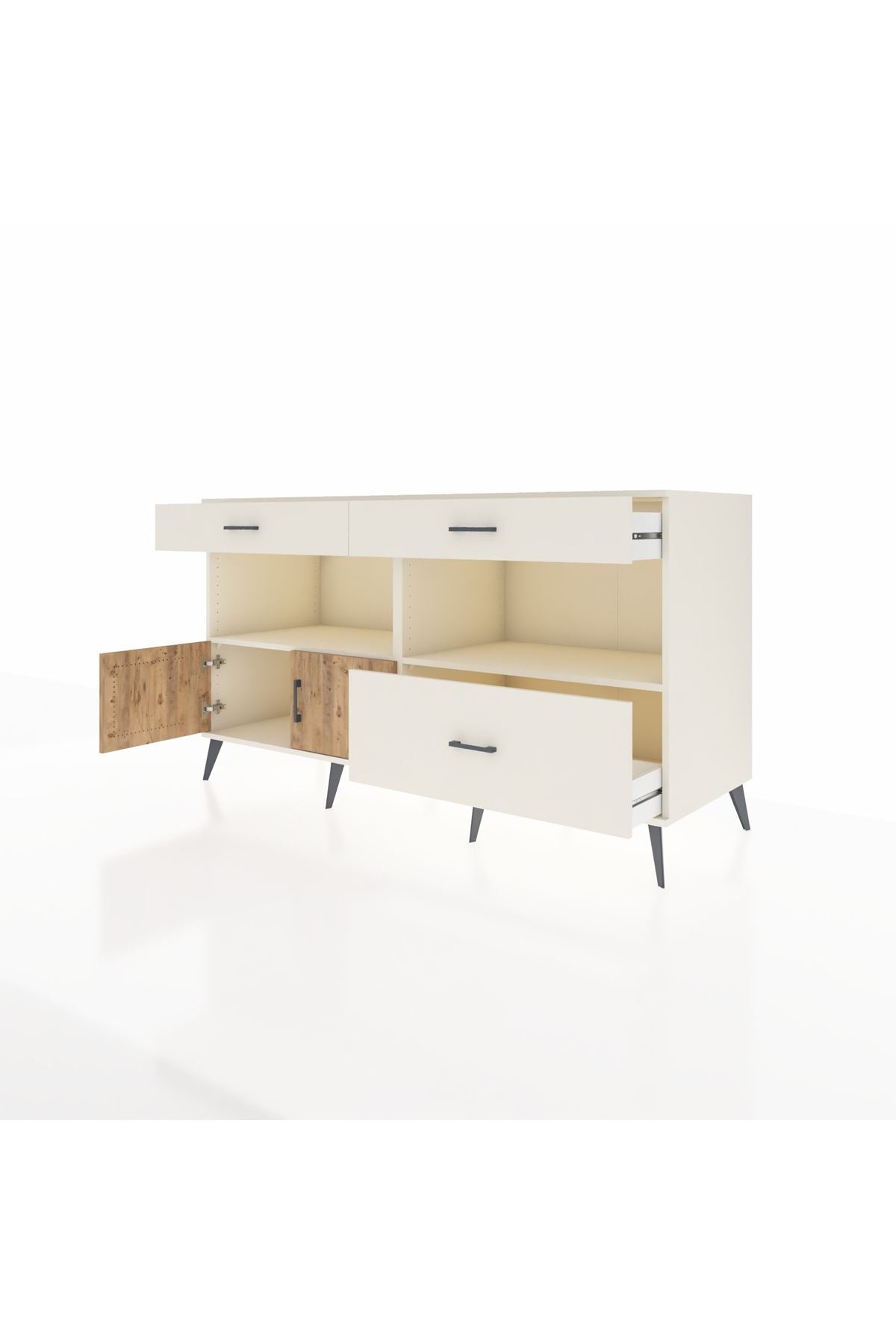 Kronos Konsol 2 Raflı 3 Çekmeceli 2 Kapaklı 176x59x99 Aytaşı-Çam/Aytaşı