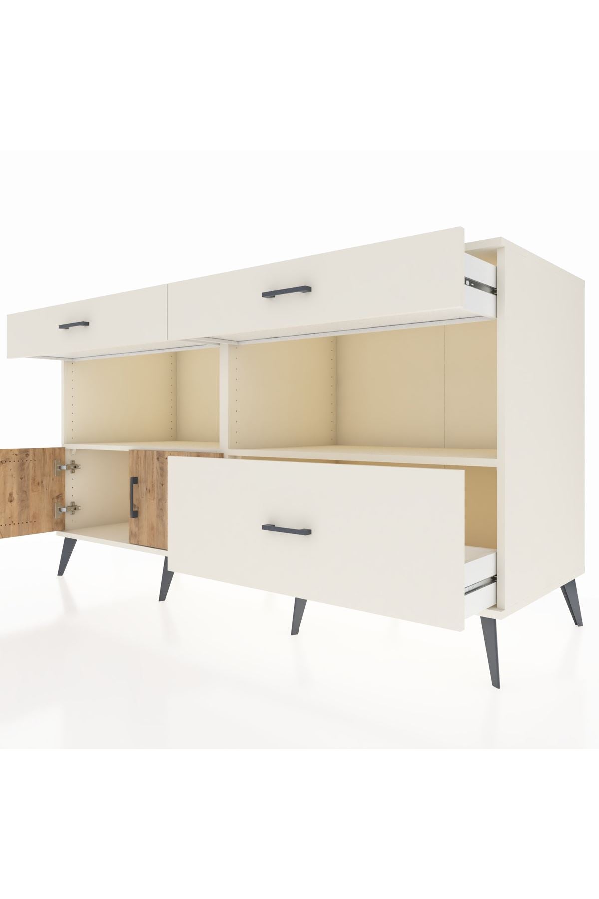 Kronos Konsol 2 Raflı 3 Çekmeceli 2 Kapaklı 176x59x99 Aytaşı-Çam/Aytaşı