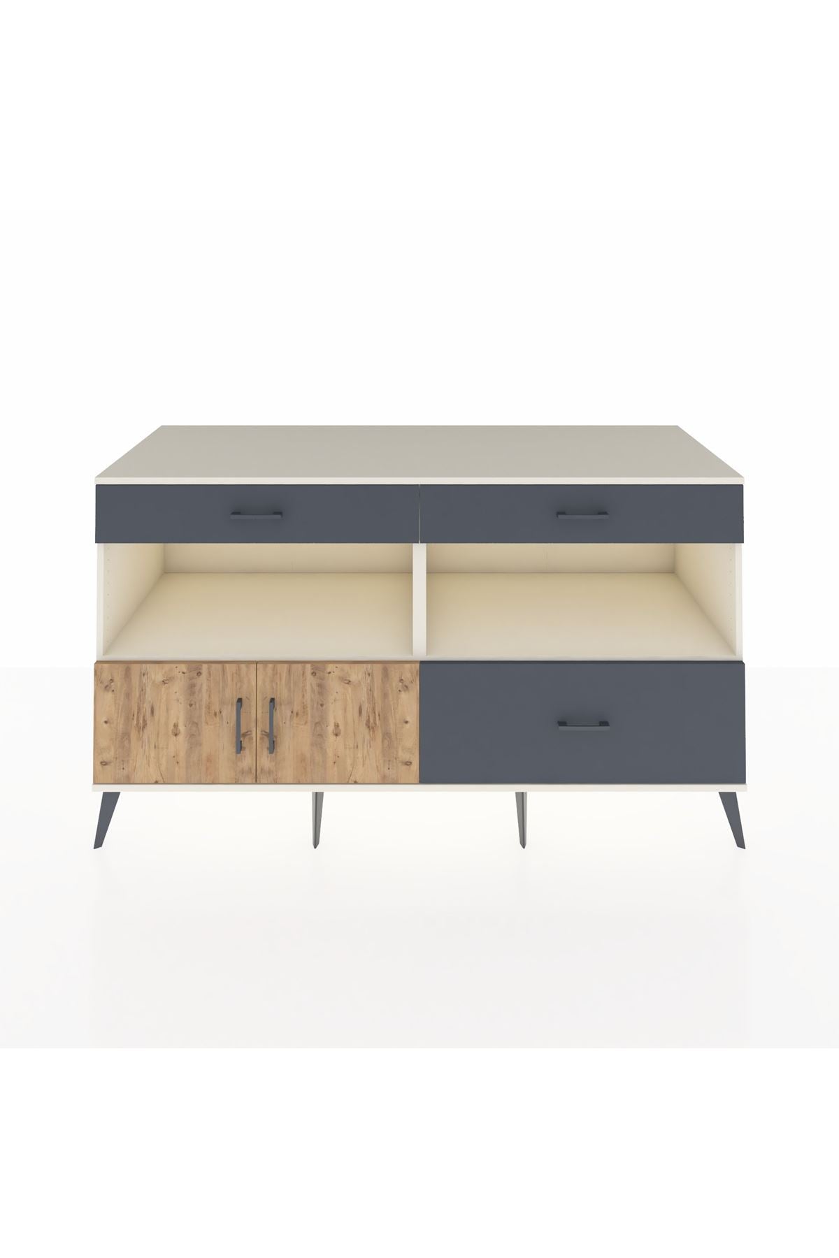 Kronos Konsol 2 Raflı 3 Çekmeceli 2 Kapaklı 176x59x99 Aytaşı-Çam/Antrasit