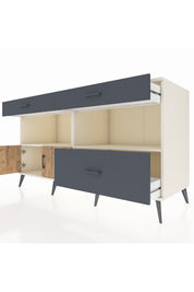 Kronos Konsol 2 Raflı 3 Çekmeceli 2 Kapaklı 176x59x99 Aytaşı-Çam/Antrasit