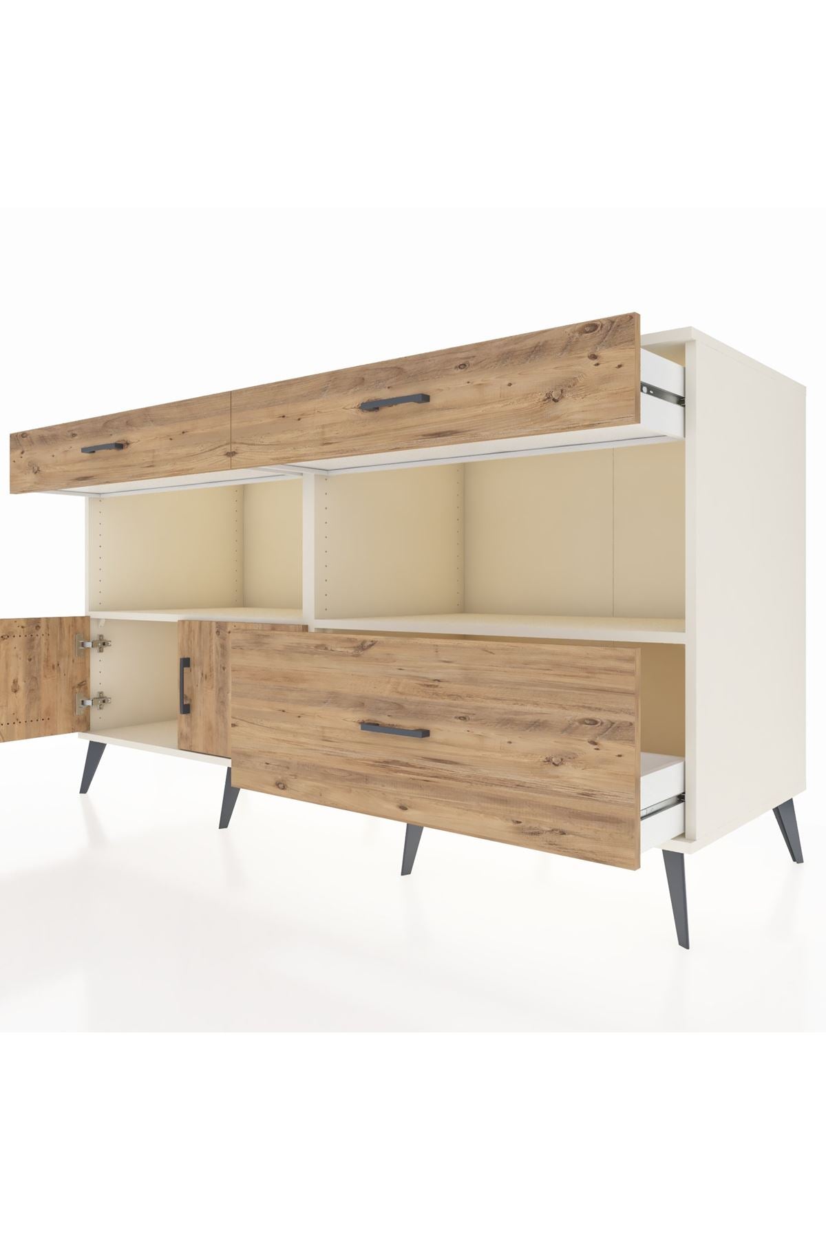 Kronos Konsol 2 Raflı 3 Çekmeceli 2 Kapaklı 176x59x99 Aytaşı-Çam