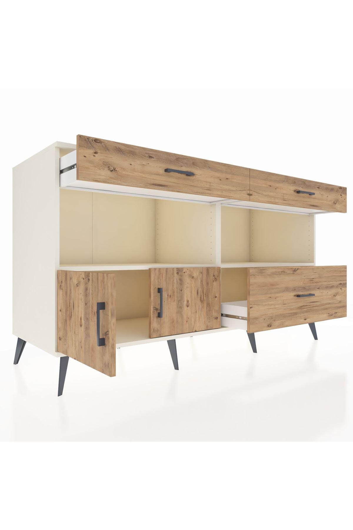 Kronos Konsol 2 Raflı 3 Çekmeceli 2 Kapaklı 176x59x99 Aytaşı-Çam