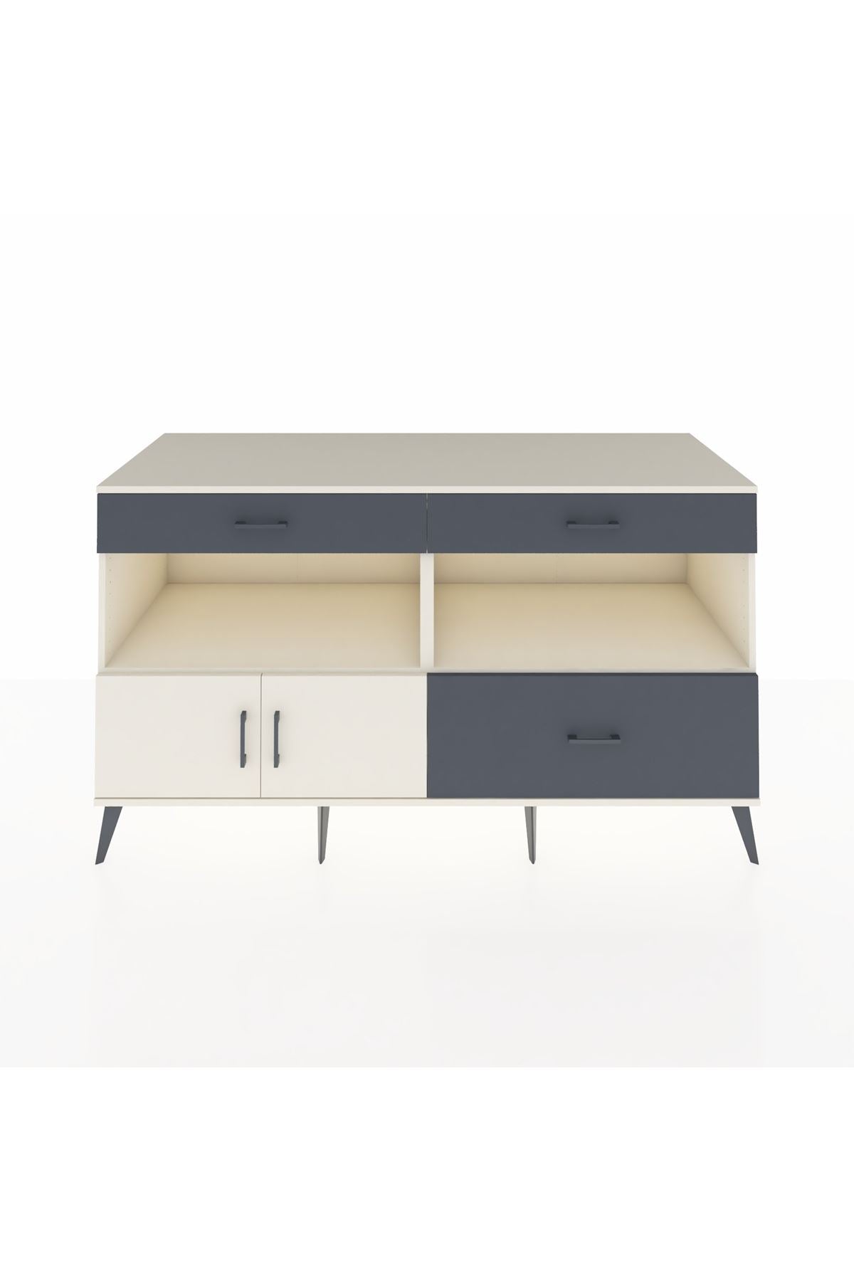 Kronos Konsol 2 Raflı 3 Çekmeceli 2 Kapaklı 176x59x99 Aytaşı-Aytaşı/Antrasit