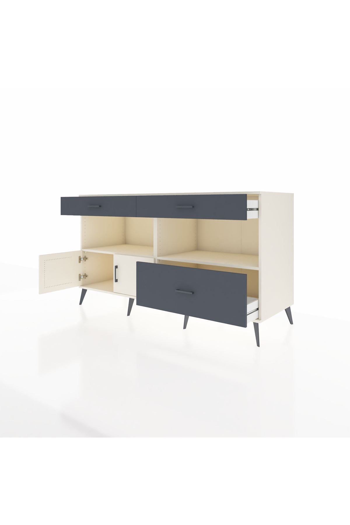 Kronos Konsol 2 Raflı 3 Çekmeceli 2 Kapaklı 176x59x99 Aytaşı-Aytaşı/Antrasit