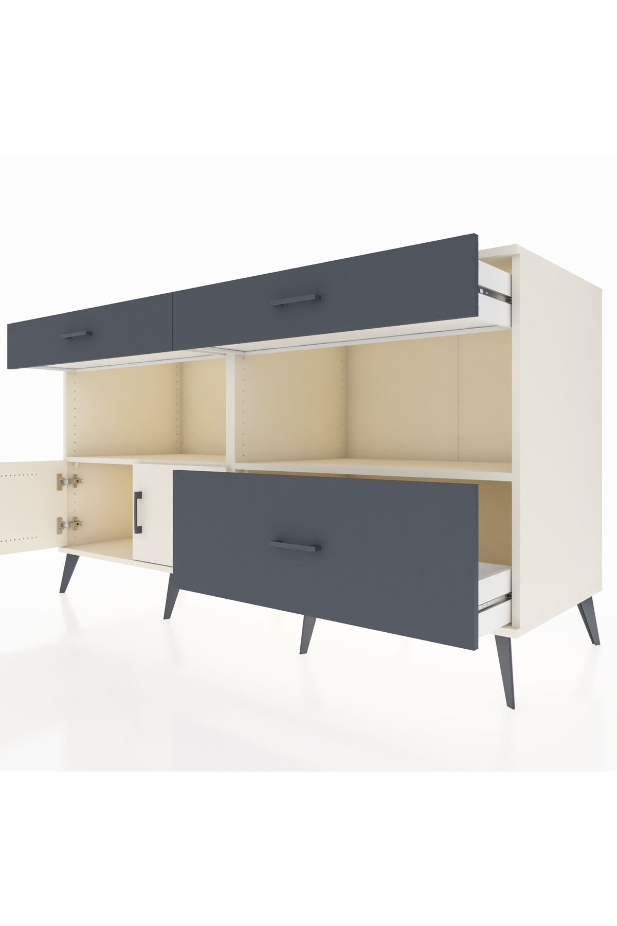 Kronos Konsol 2 Raflı 3 Çekmeceli 2 Kapaklı 176x59x99 Aytaşı-Aytaşı/Antrasit