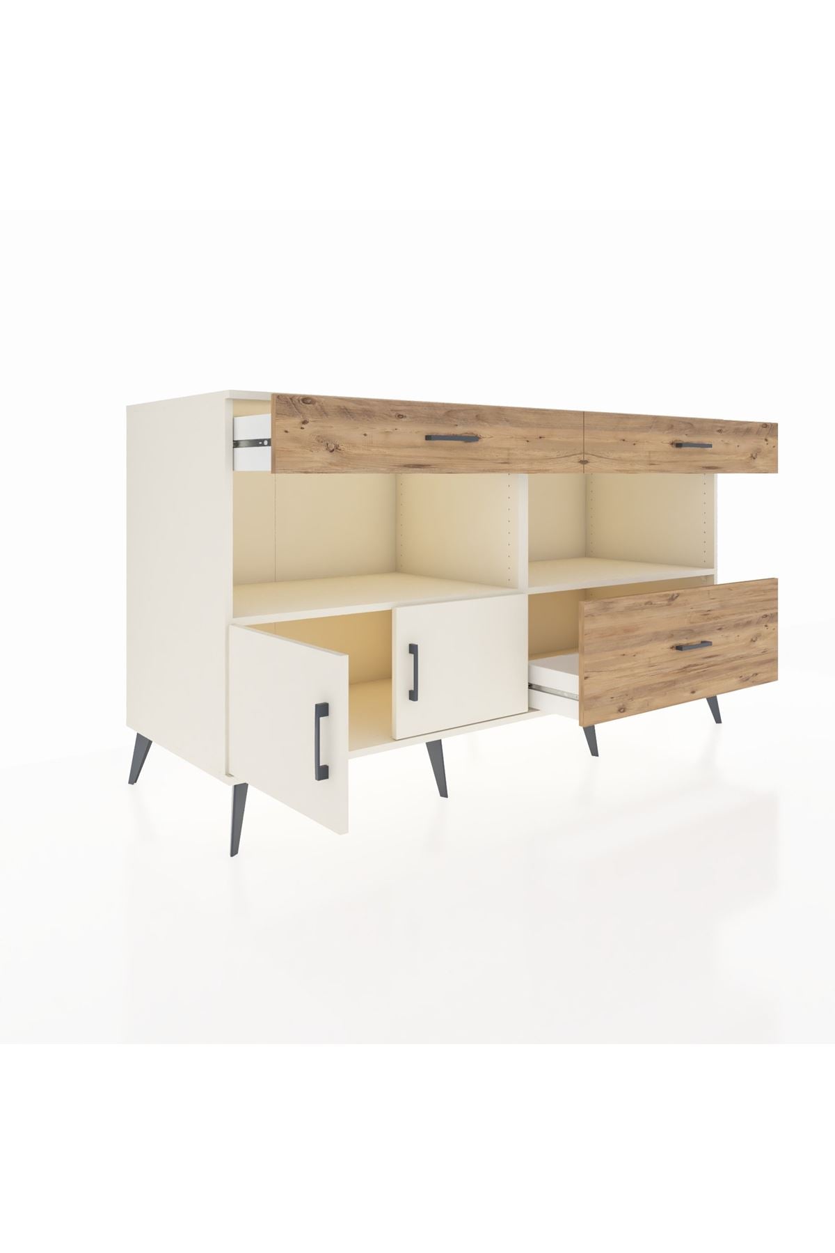 Kronos Konsol 2 Raflı 3 Çekmeceli 2 Kapaklı 176x59x99 Aytaşı-Aytaşı/Çam