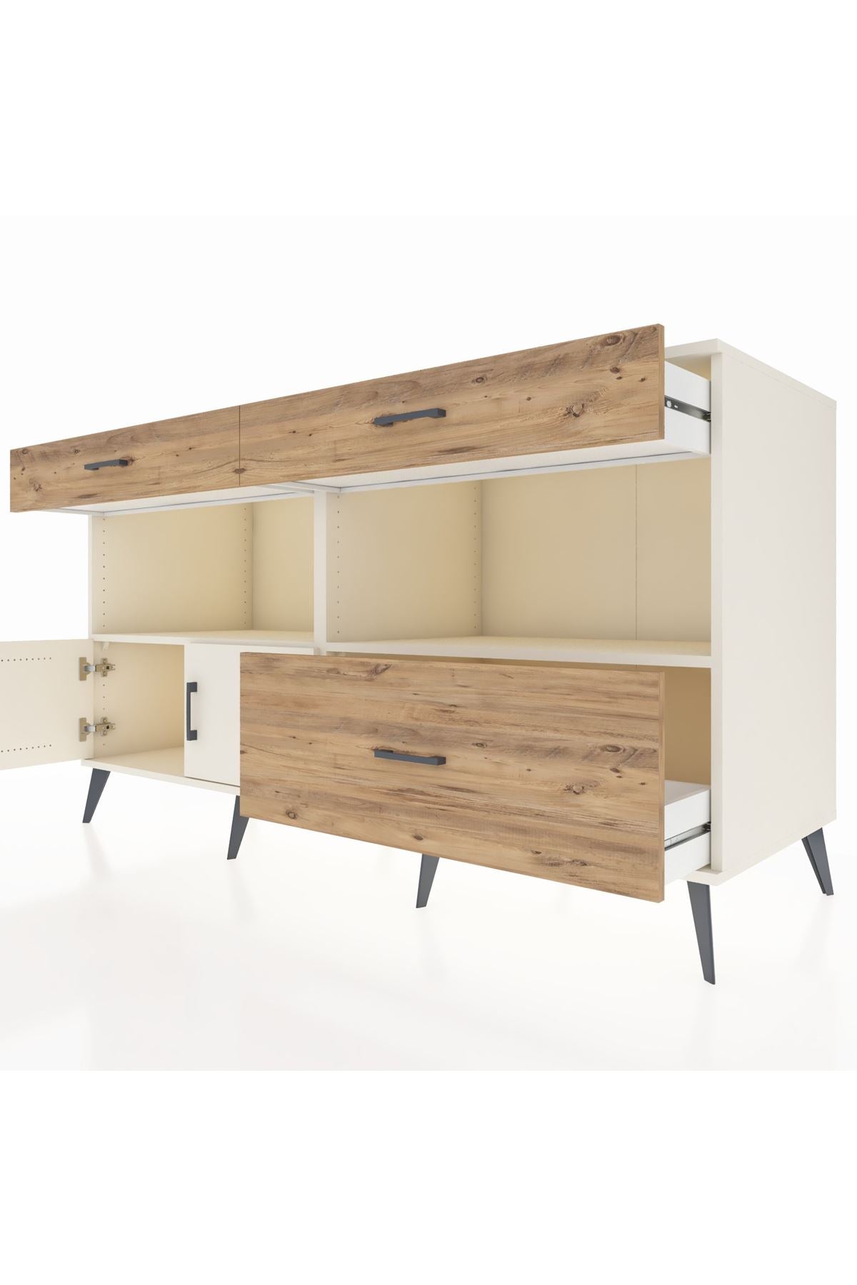 Kronos Konsol 2 Raflı 3 Çekmeceli 2 Kapaklı 176x59x99 Aytaşı-Aytaşı/Çam