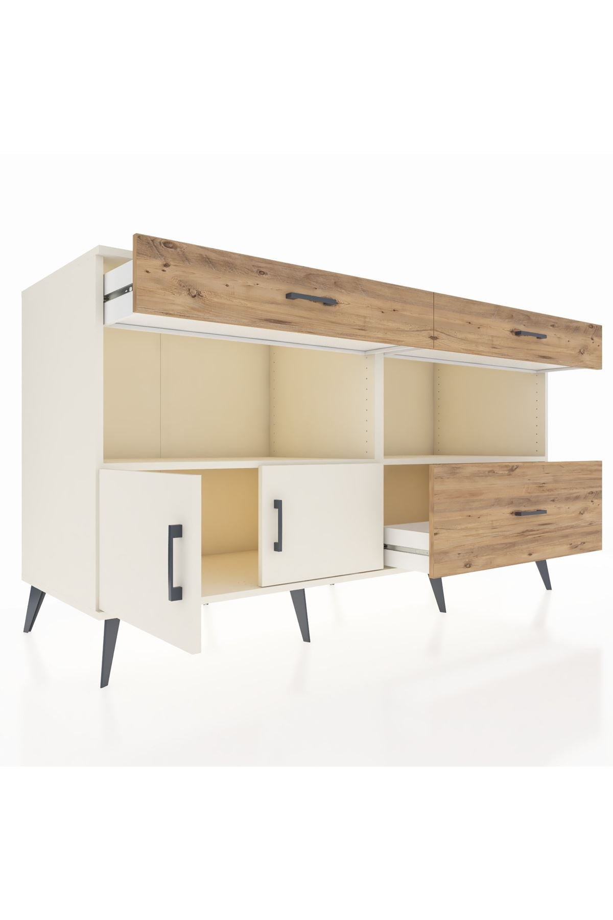 Kronos Konsol 2 Raflı 3 Çekmeceli 2 Kapaklı 176x59x99 Aytaşı-Aytaşı/Çam