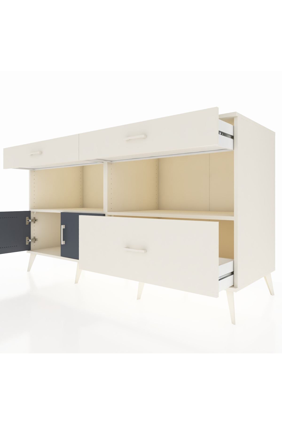 Kronos Konsol 2 Raflı 3 Çekmeceli 2 Kapaklı 176x59x99 Aytaşı-Antrasit/Aytaşı