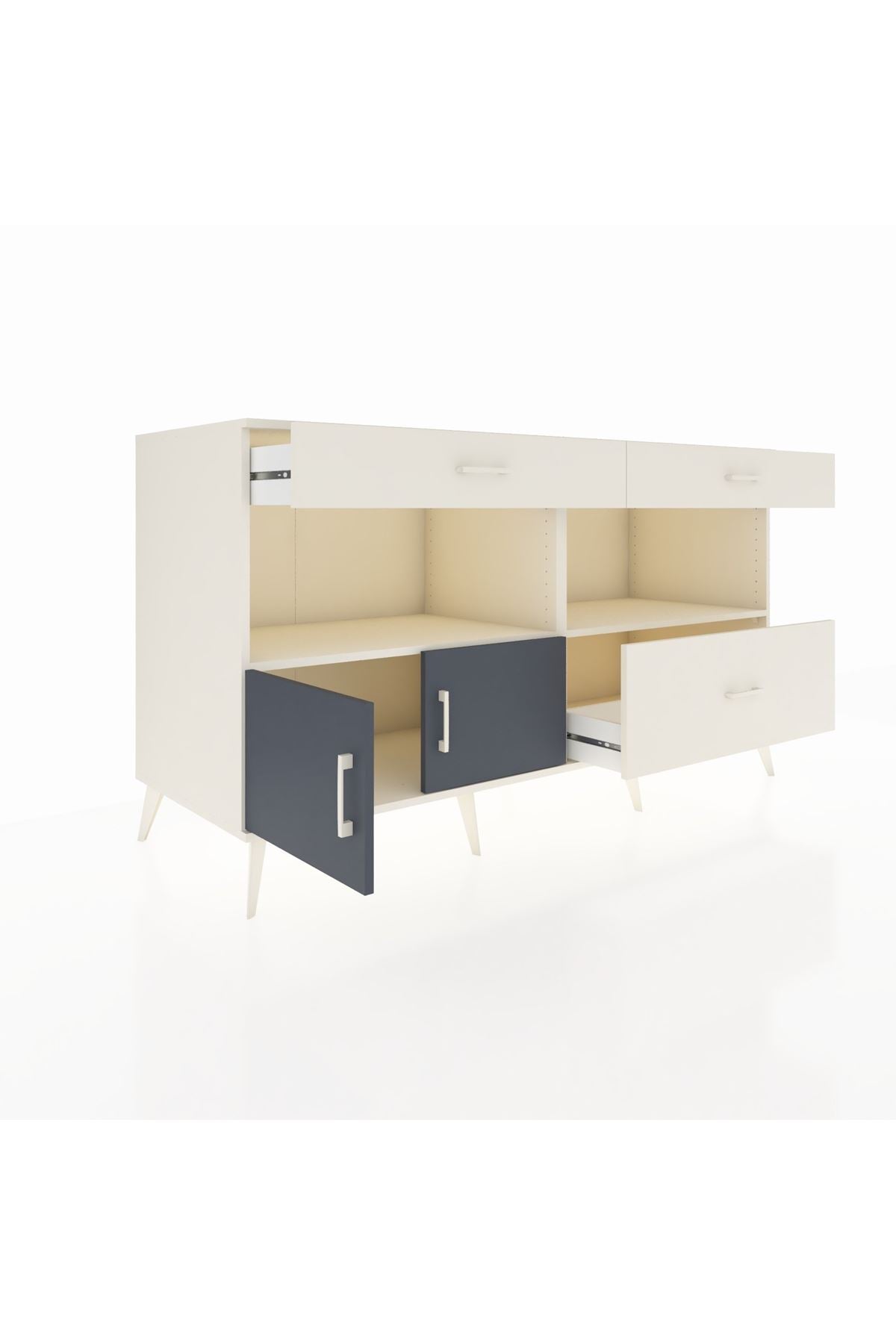 Kronos Konsol 2 Raflı 3 Çekmeceli 2 Kapaklı 176x59x99 Aytaşı-Antrasit/Aytaşı