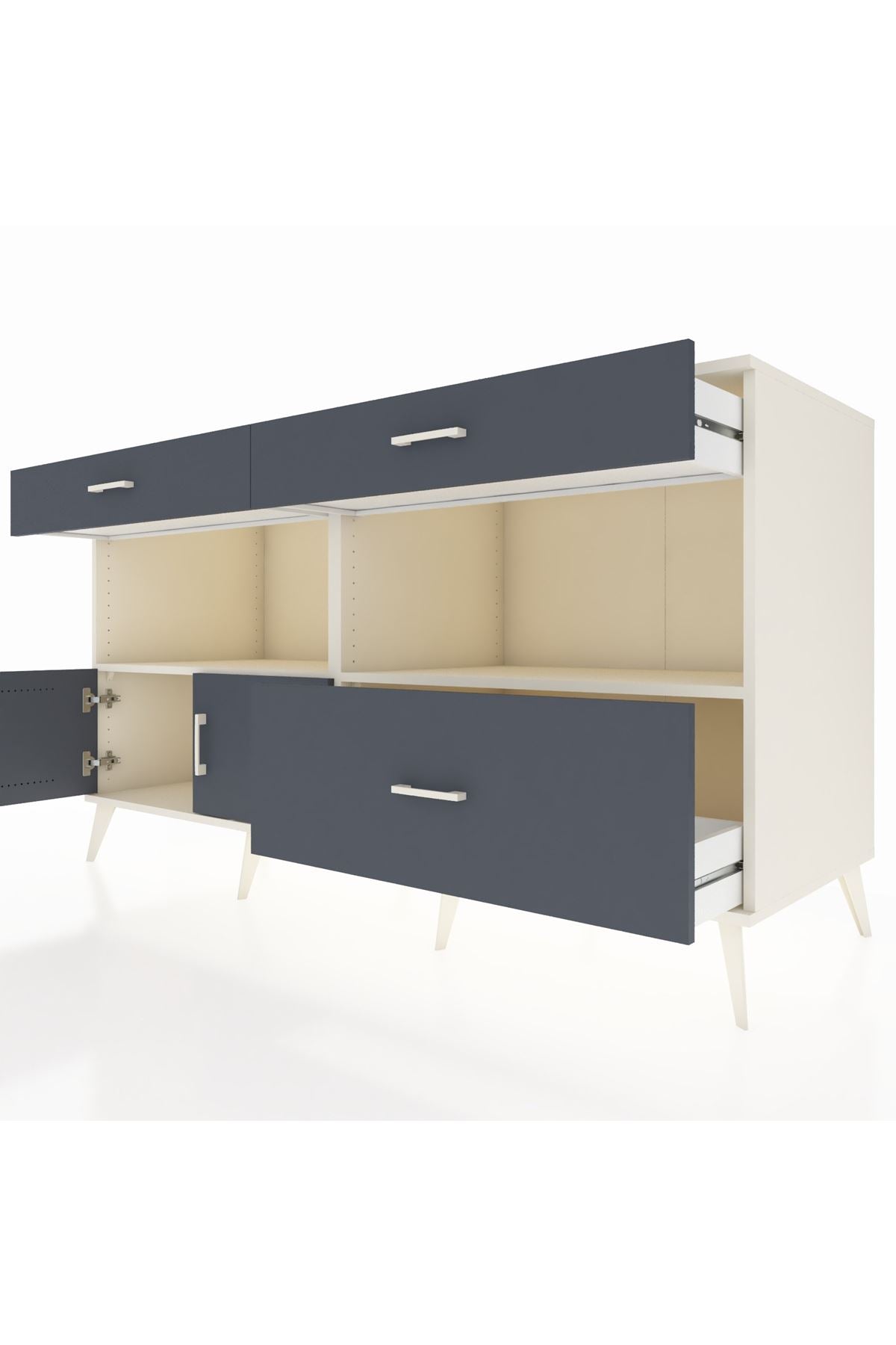 Kronos Konsol 2 Raflı 3 Çekmeceli 2 Kapaklı 176x59x99 Aytaşı-Antrasit