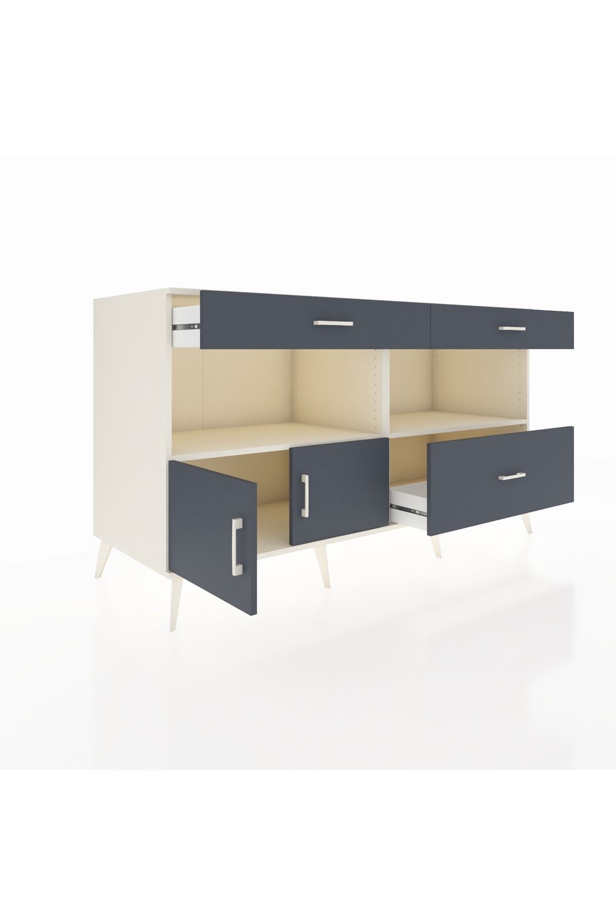 Kronos Konsol 2 Raflı 3 Çekmeceli 2 Kapaklı 176x59x99 Aytaşı-Antrasit