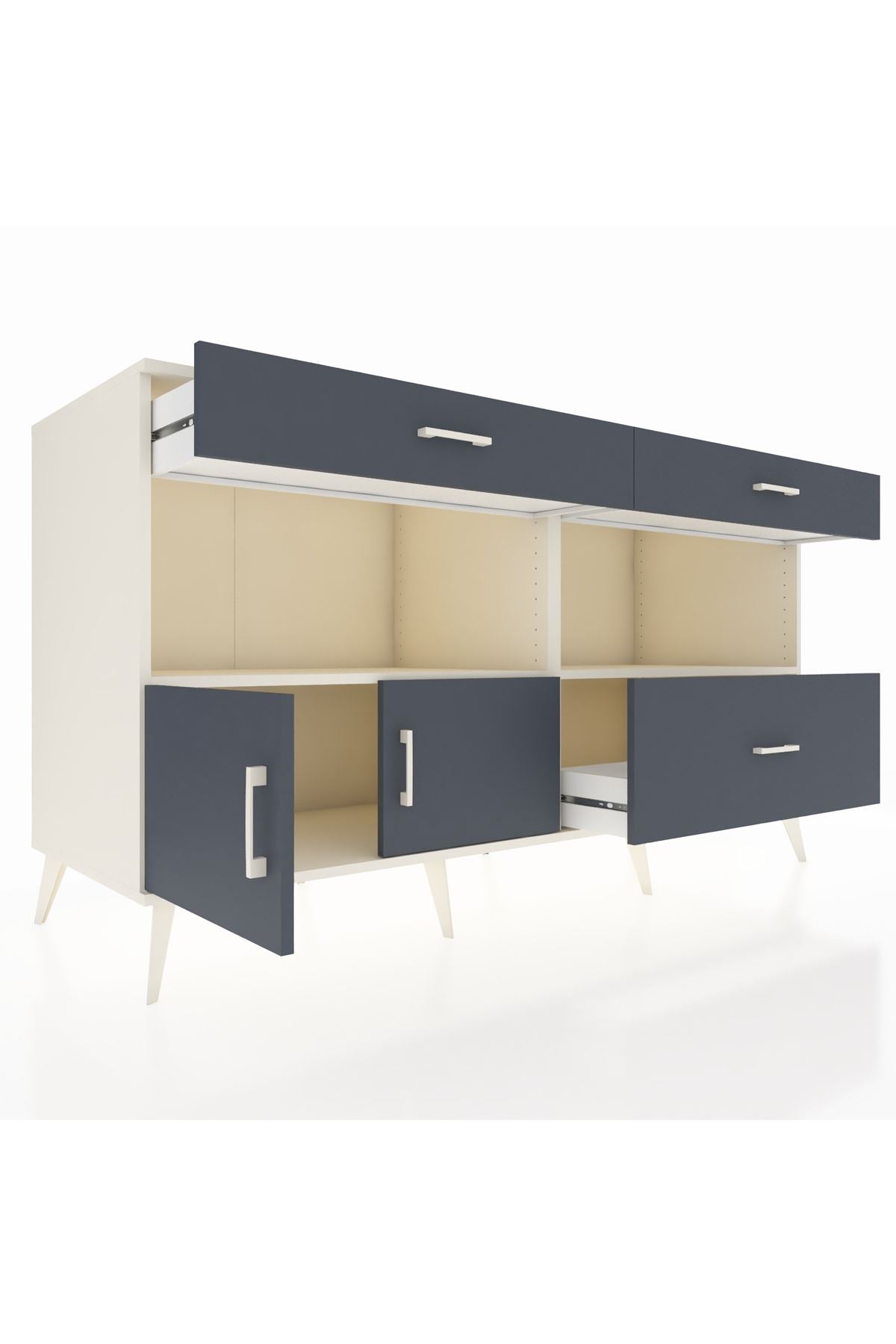 Kronos Konsol 2 Raflı 3 Çekmeceli 2 Kapaklı 176x59x99 Aytaşı-Antrasit