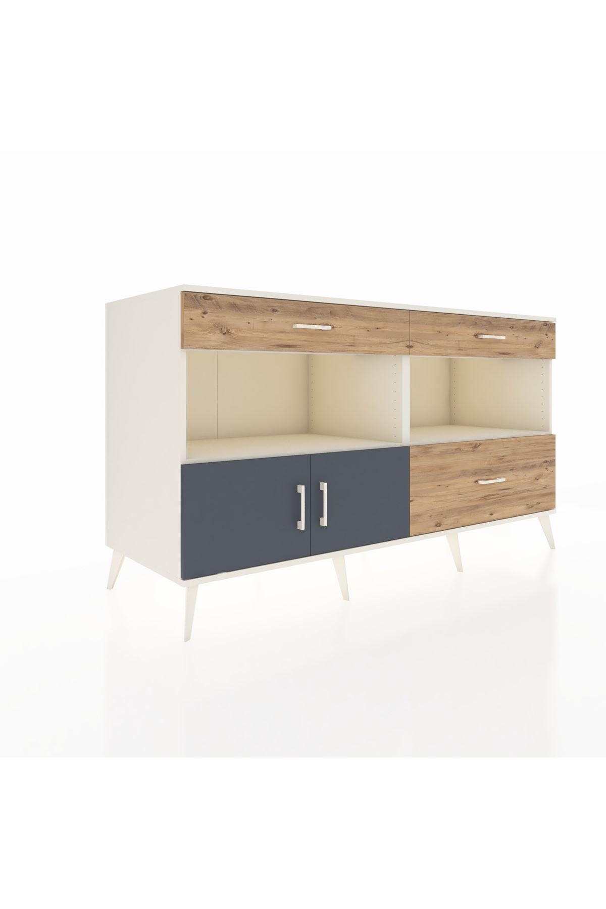 Kronos Konsol 2 Raflı 3 Çekmeceli 2 Kapaklı 176x59x99 Aytaşı-Antrasit/Çam