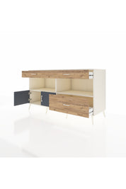 Kronos Konsol 2 Raflı 3 Çekmeceli 2 Kapaklı 176x59x99 Aytaşı-Antrasit/Çam