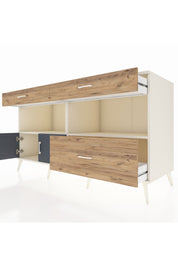 Kronos Konsol 2 Raflı 3 Çekmeceli 2 Kapaklı 176x59x99 Aytaşı-Antrasit/Çam