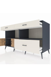 Kronos Konsol 2 Raflı 3 Çekmeceli 2 Kapaklı 176x59x99 Antrasit-Çam/Aytaşı