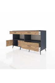 Kronos Konsol 2 Raflı 3 Çekmeceli 2 Kapaklı 176x59x99 Antrasit-Çam