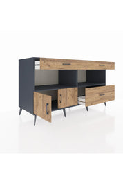 Kronos Konsol 2 Raflı 3 Çekmeceli 2 Kapaklı 176x59x99 Antrasit-Çam