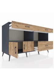 Kronos Konsol 2 Raflı 3 Çekmeceli 2 Kapaklı 176x59x99 Antrasit-Çam