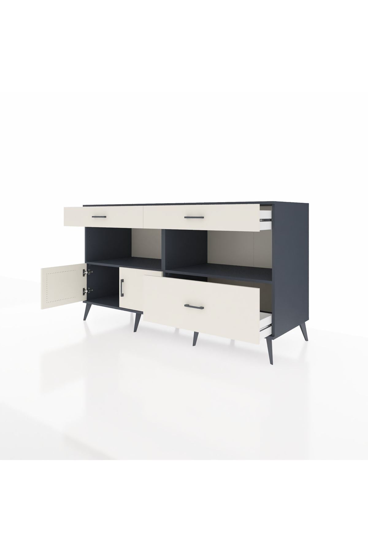 Kronos Konsol 2 Raflı 3 Çekmeceli 2 Kapaklı 176x59x99 Antrasit-Aytaşı